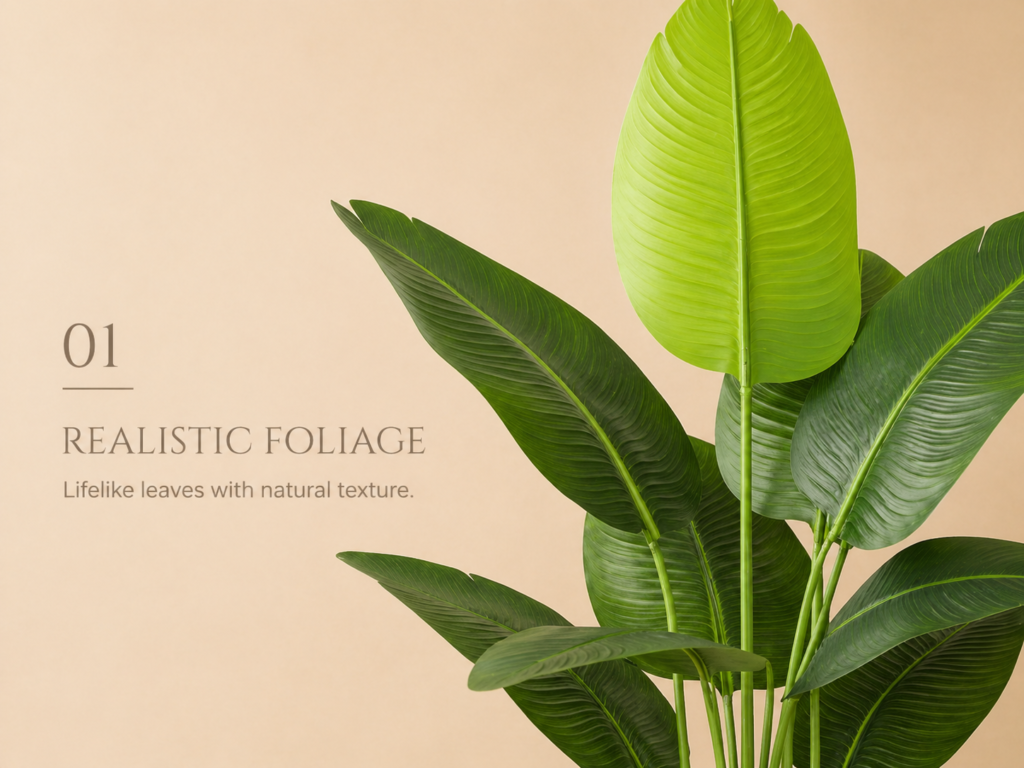 Large upright leaves with a bold botanical presence.