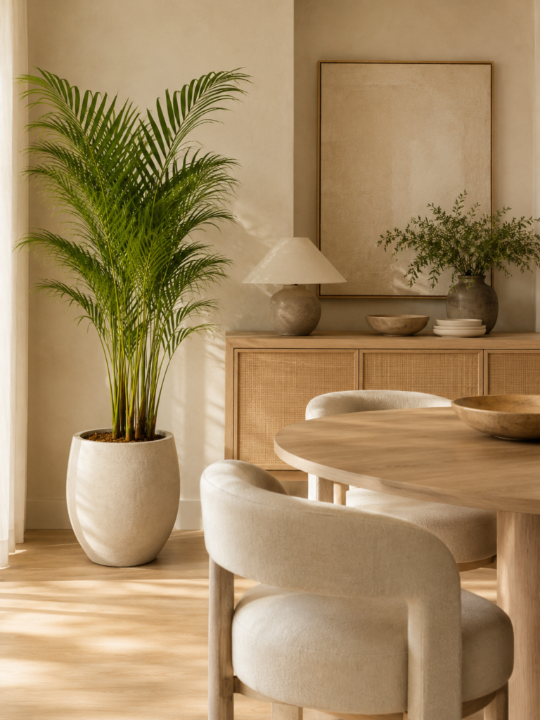 Areca Palm in a Bright Modern Dining Room