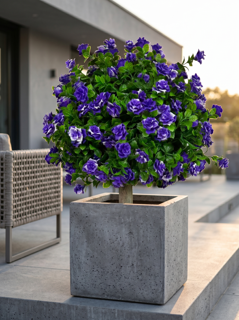 Premium Faux Purple Rose Flower Ball 22 Inch with Optional Ground Stake