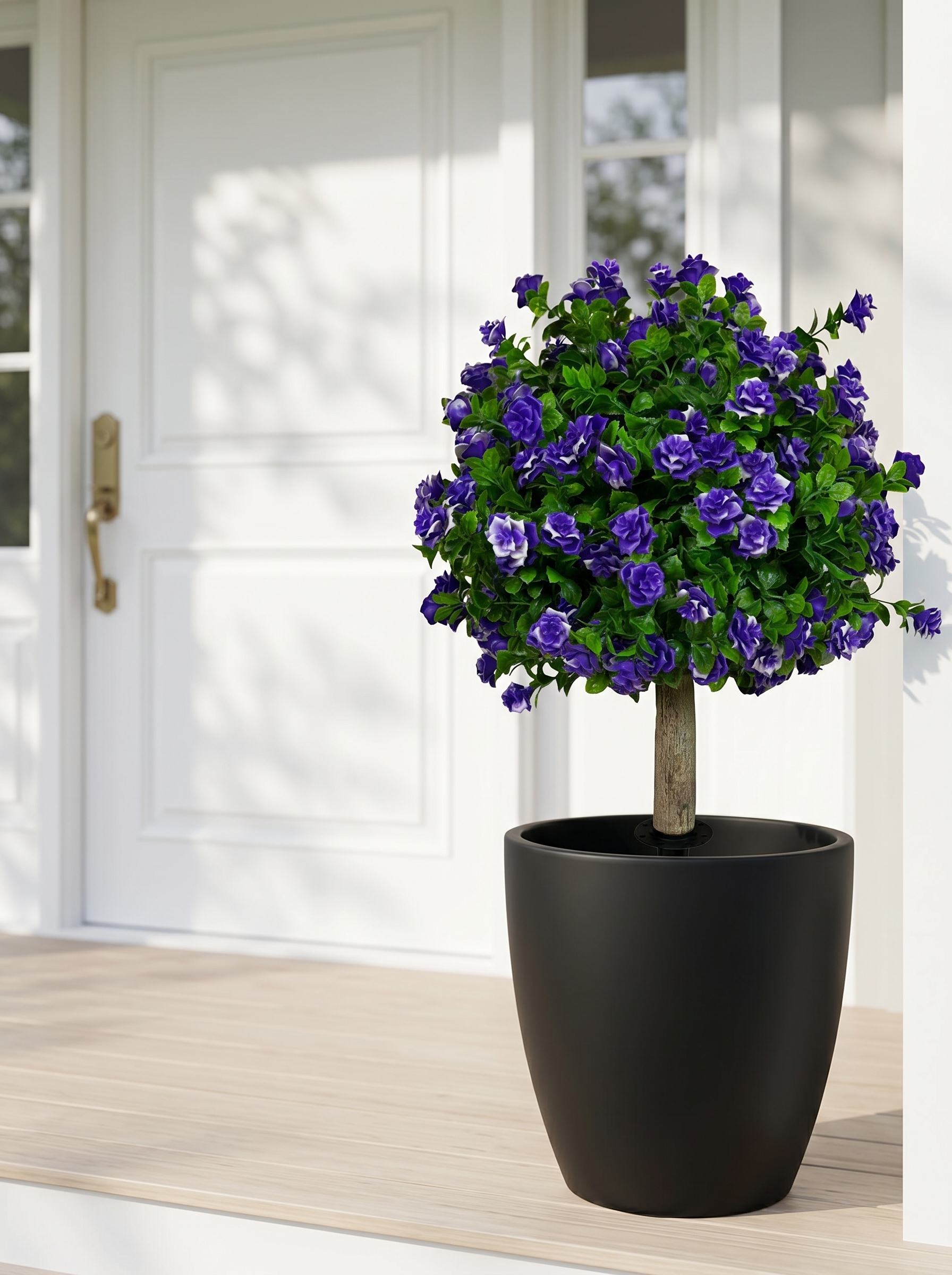 Premium Faux Purple Rose Flower Ball 22 Inch with Optional Ground Stake