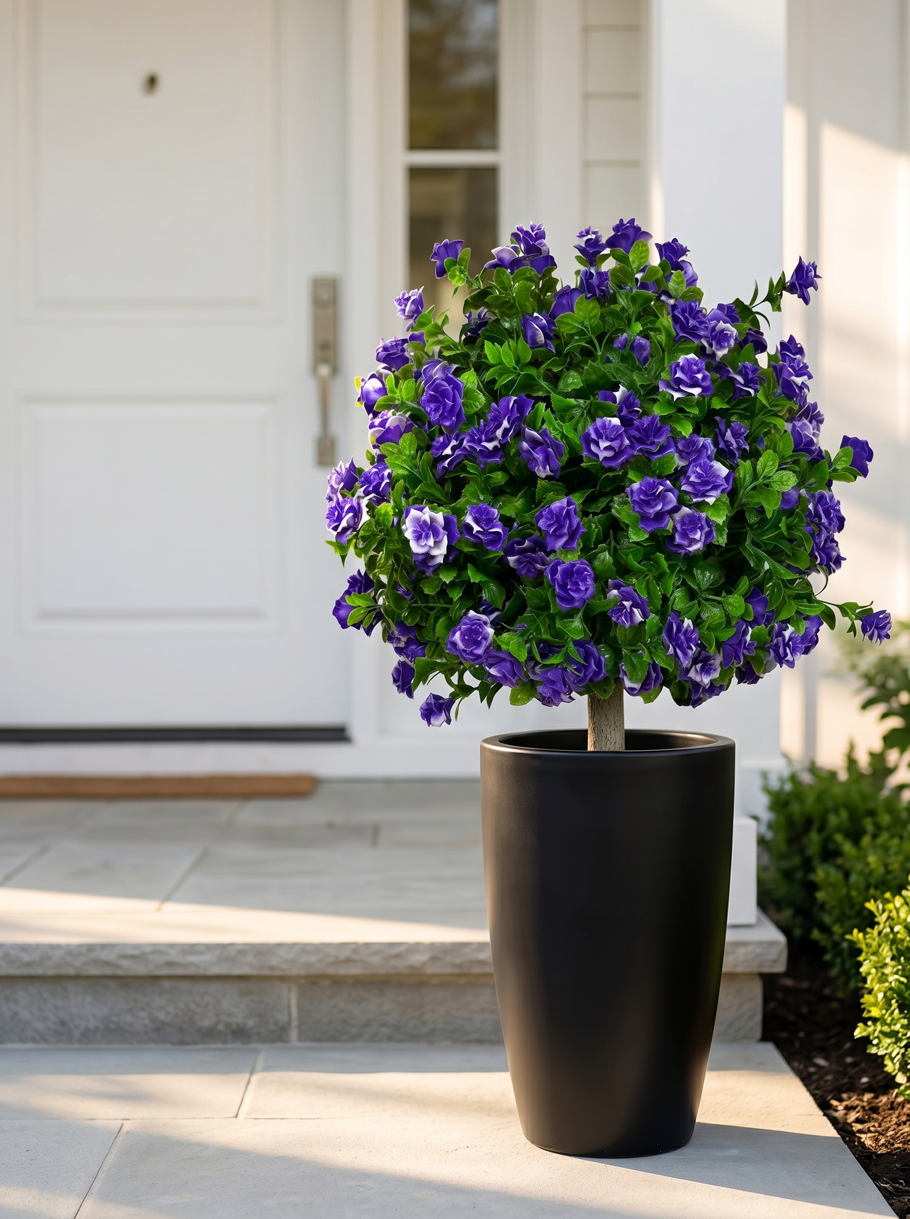 Premium Faux Purple Rose Flower Ball 22 Inch with Optional Ground Stake