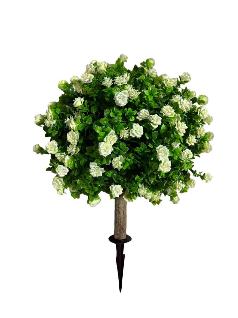 Premium Faux White Rose Flower Ball 22 Inch with Optional Ground Stake